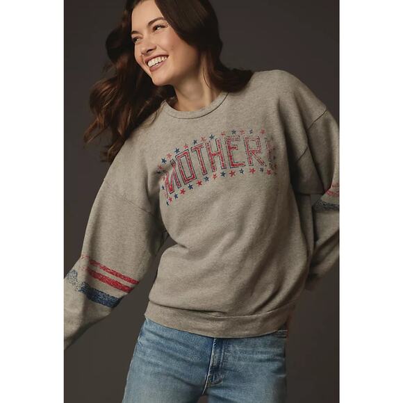 MOTHER The Drop Square Sweatshirt In Americana Red White & Blue Crewneck XS - Picture 1 of 8